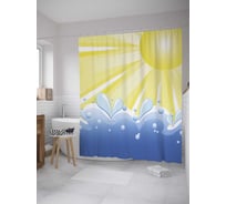 Штора (занавеска) для ванной JoyArty "Всплеск волн в лучах" из сатена, 180х200 см с крючками, sc_27819