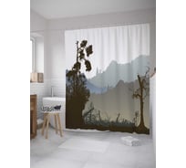 Штора (занавеска) для ванной JoyArty "Туман над болотом" из сатена, 180х200 см с крючками, sc_27776