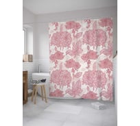 Штора (занавеска) для ванной JoyArty "Садовый букет" из сатена, 180х200 см с крючками, sc_27790