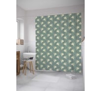 Штора (занавеска) для ванной JoyArty "Белая стая птиц" из сатена, 180х200 см с крючками, sc_28255