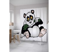 Штора (занавеска) для ванной JoyArty "Панда с бамбуком" из сатена, 180х200 см с крючками, sc_27867