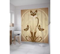 Штора (занавеска) для ванной JoyArty "Котовья охрана" из сатена, 180х200 см с крючками, sc_27719