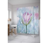 Штора (занавеска) для ванной JoyArty "Нежность тюльпана" из сатена, 180х200 см с крючками, sc_27779
