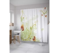 Штора (занавеска) для ванной JoyArty "Огненные цветы" из сатена, 180х200 см с крючками, sc_27875
