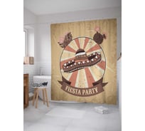 Штора (занавеска) для ванной JoyArty "Мексиканская фиеста" из сатена, 180х200 см с крючками, sc_27806