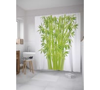 Штора (занавеска) для ванной JoyArty "Бамбуковый букет" из сатена, 180х200 см с крючками, sc_27876