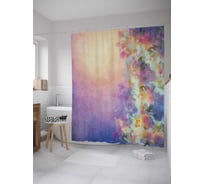 Штора (занавеска) для ванной JoyArty "Цветочный импрессионизм" из сатена, 180х200 см с крючками, sc_28003