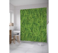 Штора (занавеска) для ванной JoyArty "Густая листва" из сатена, 180х200 см с крючками, sc_27859