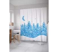Штора (занавеска) для ванной JoyArty "Узорный лес" из сатена, 180х200 см с крючками, sc_27870