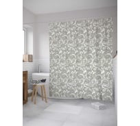 Штора (занавеска) для ванной JoyArty "Ажурные завитки" из сатена, 180х200 см с крючками, sc_27879