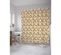 Штора (занавеска) для ванной JoyArty "Три цветка" из сатена, 180х200 см с крючками, sc_27698