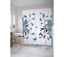 Штора (занавеска) для ванной JoyArty "Цветочные диски" из сатена, 180х200 см с крючками, sc_27812