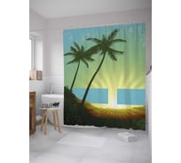 Штора (занавеска) для ванной JoyArty "Солнечная дорожка" из сатена, 180х200 см с крючками, sc_27814