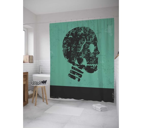 Штора (занавеска) для ванной JoyArty "Исторический отпечаток" из сатена, 180х200 см с крючками, sc_27824 1