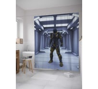 Штора (занавеска) для ванной JoyArty "Космический воин" из сатена, 180х200 см с крючками, sc_27989