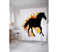 Штора (занавеска) для ванной JoyArty "Огненный мустанг" из сатена, 180х200 см с крючками, sc_29118
