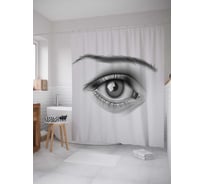 Штора (занавеска) для ванной JoyArty "Монохромный глаз" из сатена, 180х200 см с крючками, sc_29124