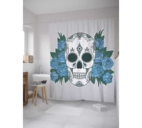 Штора (занавеска) для ванной JoyArty "Праздничный череп" из сатена, 180х200 см с крючками, sc_27910