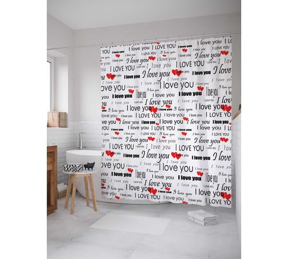 Штора (занавеска) для ванной JoyArty "Разное признание" из сатена, 180х200 см с крючками, sc_29096 1