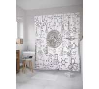 Штора (занавеска) для ванной JoyArty "Органическая химия" из сатена, 180х200 см с крючками, sc_27807