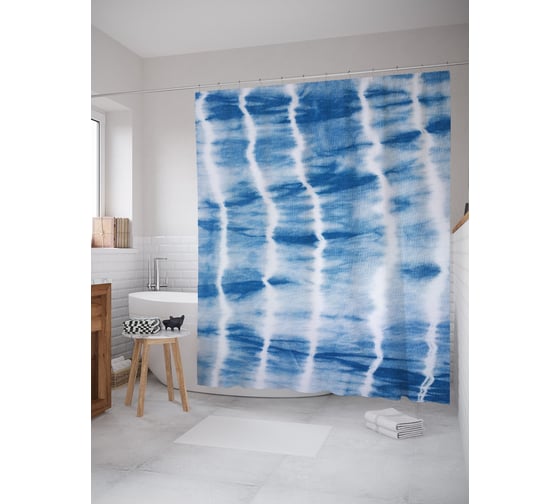 Штора (занавеска) для ванной JoyArty "Манящие волны" из сатена, 180х200 см с крючками, sc_274844 1