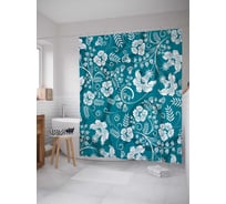 Штора (занавеска) для ванной JoyArty "Цветочная флористика" из сатена, 180х200 см с крючками, sc_29067