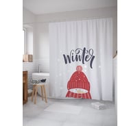 Штора (занавеска) для ванной JoyArty "Зимнее настроение" из сатена, 180х200 см с крючками, sc_290631