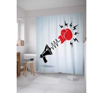 Штора (занавеска) для ванной JoyArty "Мегафон и перчатка" из сатена, 180х200 см с крючками, sc_29095