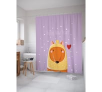 Штора (занавеска) для ванной JoyArty "Милая лисичка в шапке" из сатена, 180х200 см с крючками, sc_290617