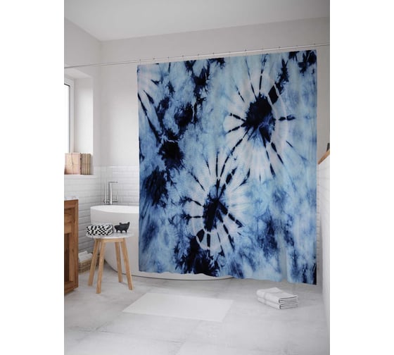 Штора (занавеска) для ванной JoyArty "Абстрактный дым" из сатена, 180х200 см с крючками, sc_20179 1