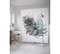 Штора (занавеска) для ванной JoyArty "Зарисовки лебедя" из сатена, 180х200 см с крючками, sc_28594