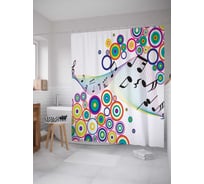 Штора (занавеска) для ванной JoyArty "Музыкальные диски" из сатена, 180х200 см с крючками, sc_29023