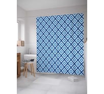 Штора (занавеска) для ванной JoyArty "Классика ромба в ромбе" из сатена, 180х200 см с крючками, sc_29239