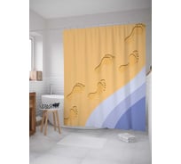 Штора (занавеска) для ванной JoyArty "Следы на песке" из сатена, 180х200 см с крючками, sc_29158