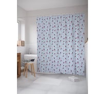 Штора (занавеска) для ванной JoyArty "Снегири пригрелись на ветке" из сатена, 180х200 см с крючками, sc_290636