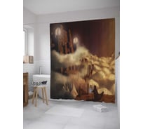 Штора (занавеска) для ванной JoyArty "Одинокий пилигрим" из сатена, 180х200 см с крючками, sc_28541