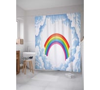 Штора (занавеска) для ванной JoyArty "Зимняя радуга в окне" из сатена, 180х200 см с крючками, sc_29011