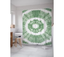 Штора (занавеска) для ванной JoyArty "Удивительный зеленый узор" из сатена, 180х200 см с крючками, sc_274838