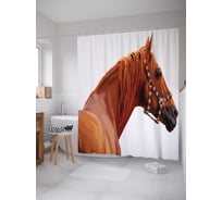 Штора (занавеска) для ванной JoyArty "Молодой мустанг" из сатена, 180х200 см с крючками, sc_29099