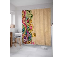 Штора (занавеска) для ванной JoyArty "Индийские завитушки" из сатена, 180х200 см с крючками, sc_29040