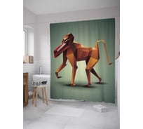 Штора (занавеска) для ванной JoyArty "Геометрический орангутанг" из сатена, 180х200 см с крючками, sc_27825