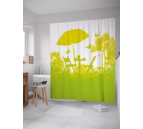 Штора (занавеска) для ванной JoyArty "Пикник на природе" из сатена, 180х200 см с крючками, sc_27771