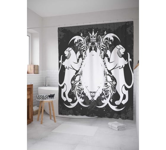 Штора (занавеска) для ванной JoyArty "Семейный герб" из сатена, 180х200 см с крючками, sc_27731 1