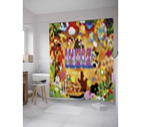 Штора (занавеска) для ванной JoyArty "Индийское событие" из сатена, 180х200 см с крючками, sc_27746