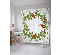 Штора (занавеска) для ванной JoyArty "Венок из роз" из сатена, 180х200 см с крючками, sc_27716