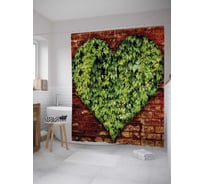 Штора (занавеска) для ванной JoyArty "Вьющееся сердце" из сатена, 180х200 см с крючками, sc_27672