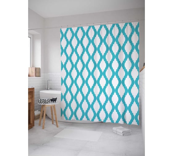 Штора (занавеска) для ванной JoyArty "Обычное волнение" из сатена, 180х200 см с крючками, sc_13246 1