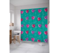 Штора (занавеска) для ванной JoyArty "Драгоценные сердца" из сатена, 180х200 см с крючками, sc_13262