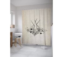 Штора (занавеска) для ванной JoyArty "Рука об руку по жизни" из сатена, 180х200 см sc_385279