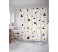 Штора (занавеска) для ванной JoyArty "Треугольный лес" из сатена, 180х200 см с крючками, sc_28523